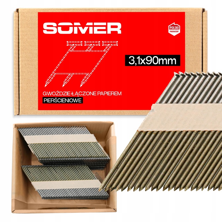 GWOŹDZIE DO GWOŹDZIARKI ŁĄCZONE PIERŚCIENIOWE 3,1X90MM 2200 SZTUK