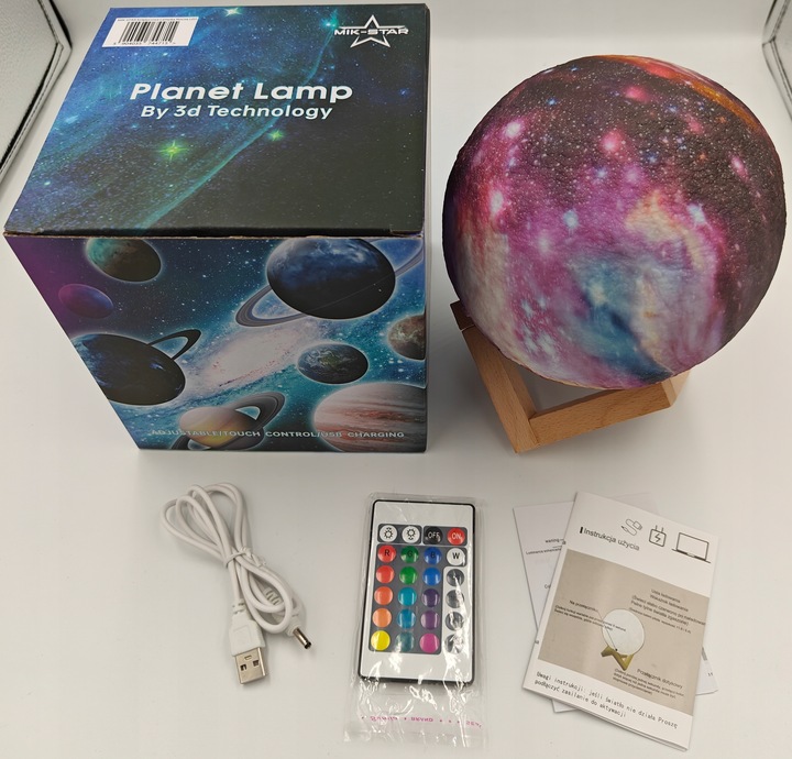 KSIĘŻYCOWA LAMPKA NOCNA LED - DO SYPIALNI NA BIURKO PLANETA KSIĘŻYC PREZENT