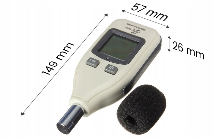 SONOMETR - MIERNIK NATĘŻENIA POZIOMU DŹWIĘKU, GŁOŚNOŚCI DECYBELOMIERZ LCD