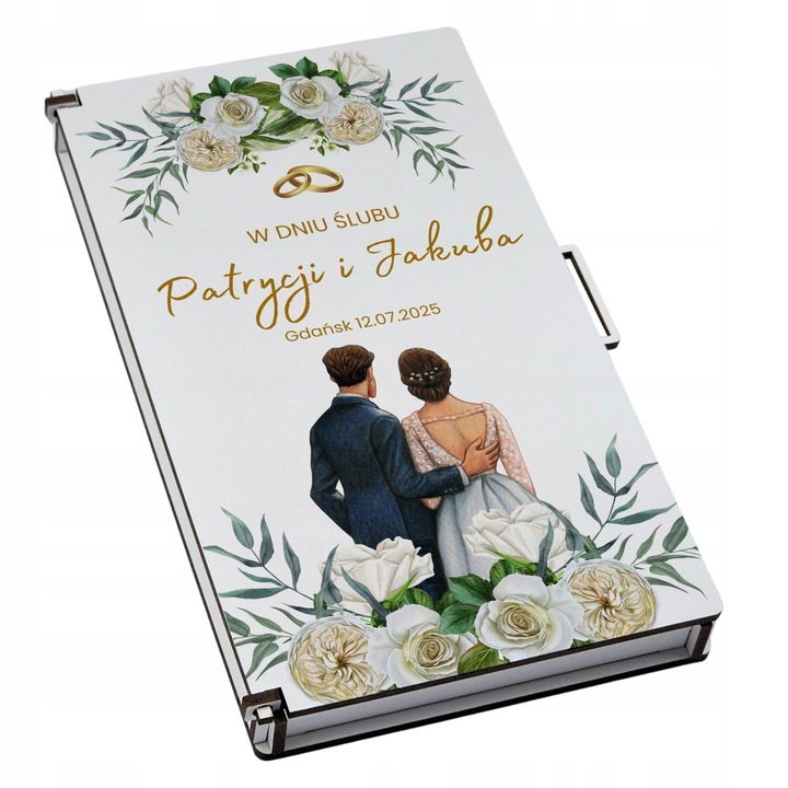 PREZENT NA ŚLUB - PUDEŁKO NA PIENIĄDZE dla pary młodej pamiątka ślubu