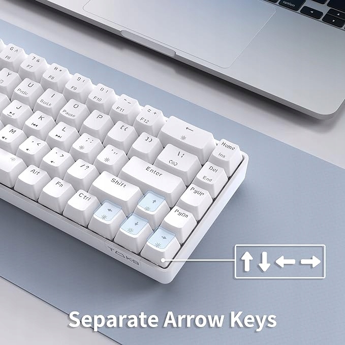 Klawiatura mechaniczna gamingowa TMKB T68SE RGB Kabel USB-A do USB-C biała