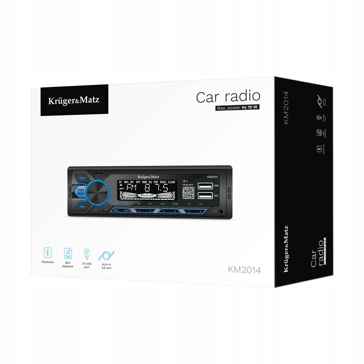 Radio samochodowe Bluetooth Kruger&Matz 1 DIN USB AUX Jack 3,5 mm