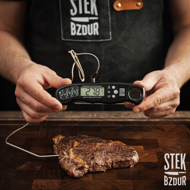 Termometr Kuchenny Cyfrowy do Mięsa Steków Żywności STEK BZDUR LCD
