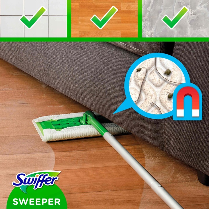 Swiffer Dry+Wet Kit Zestaw: mop, 8 suchych i 3 mokre chusteczki do kurzu