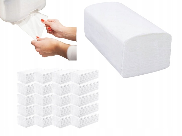 Ręczniki papierowe składane ręcznik ZZ celuloza białe 1w 20x200 - 4000