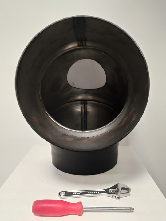 KOLANO 90st FI 180 nastawne spalinowe czarne 2mm 3-segmentowe z rewizją