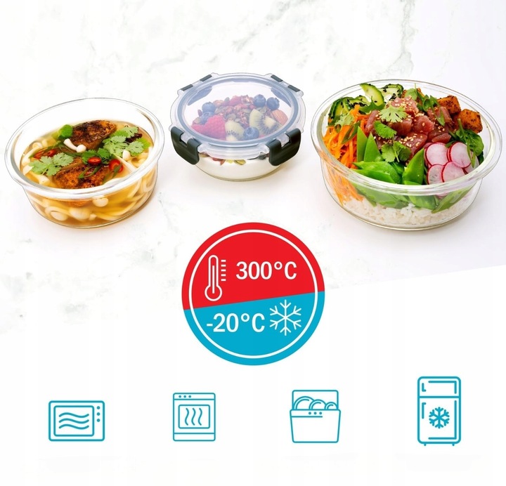 10 X LUNCHBOX SZKLANE POJEMNIKI NA ŻYWNOŚĆ USZCZELKA ŻAROODPORNE ZESTAW