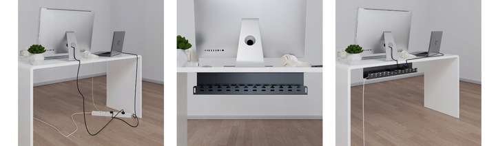 Organizer Uchwyt Maskownica do Kabli pod Biurko 59 cm Metal Czarny Stalflex