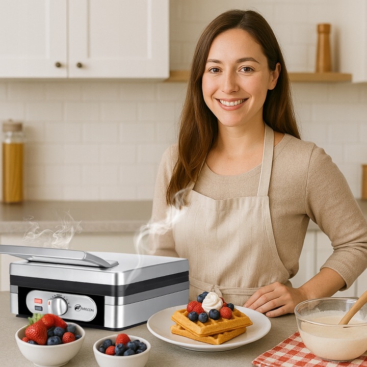 MOCNA GOFROWNICA MYLCON Z REGULACJĄ TEMPERATURY 2 DUŻE CHRUPIĄCE GOFRY