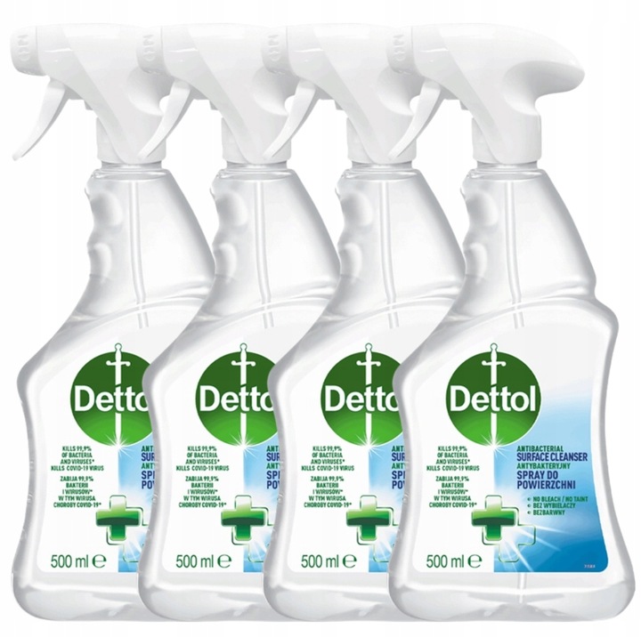 DETTOL Antybakteryjny Spray do dezynfekcji i mycia powierzchni 4x 500ml
