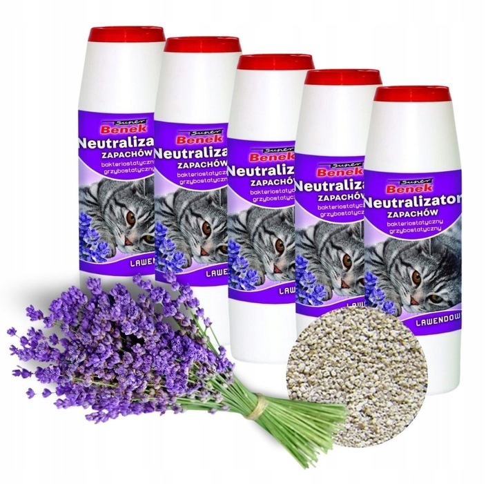 SUPER BENEK neutralizator granulat do kuwety Lawenda 5x500g usuwa zapachy