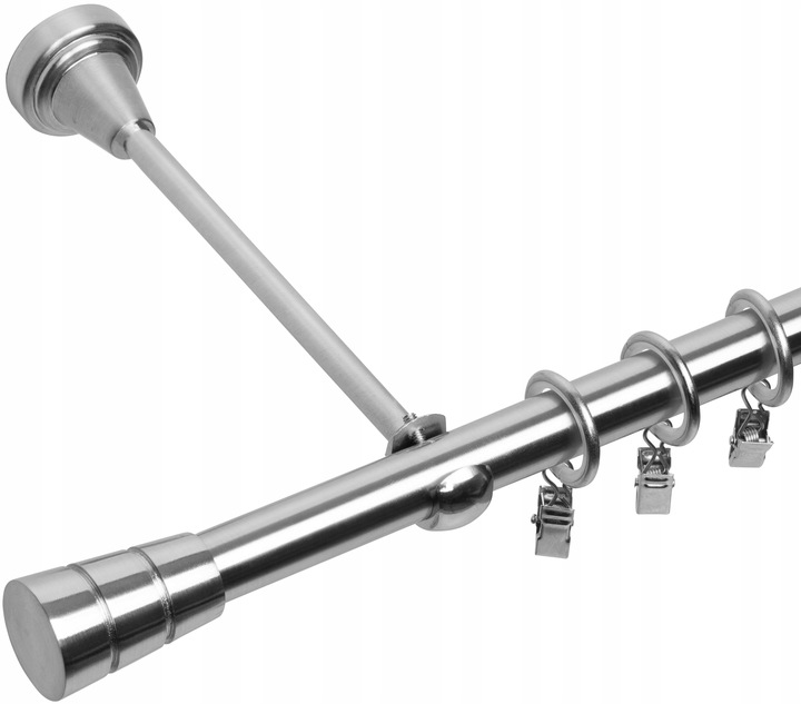 KARNISZ POJEDYNCZY 200 CM 19 MM CICHE KÓŁKA 3 KOLORY WYBÓR ZAKOŃCZEŃ