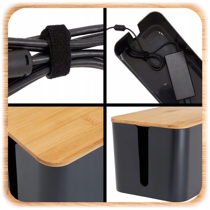 ORGANIZER NA KABLE POJEMNIK PUDEŁKO NA LISTWY KABLI PRZEWODY BOX DREWNO L