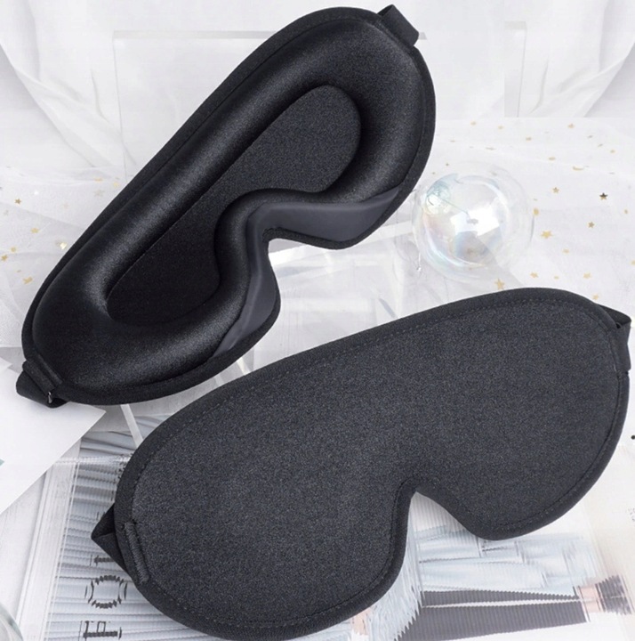 OPASKA NA OCZY DO SPANIA MASKA 3D REGULOWANA CZARNA + ZATYCZKI DO USZU