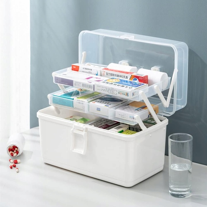 ORGANIZER POJEMNIK NA LEKI TABLETKI DUŻA ROZKŁADANA APTECZKA XXL PUDEŁKO