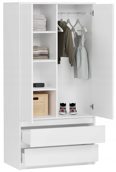 Szafa garderoba 90cm 2szuflady biała B-9