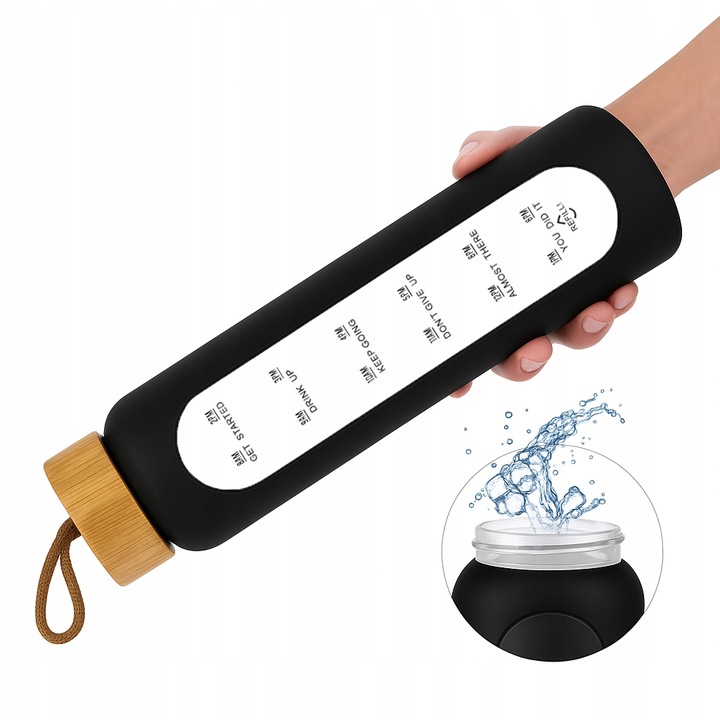 Szklana butelka na wodę motywacyjna z miarką wielorazowa słomka do picia 1L