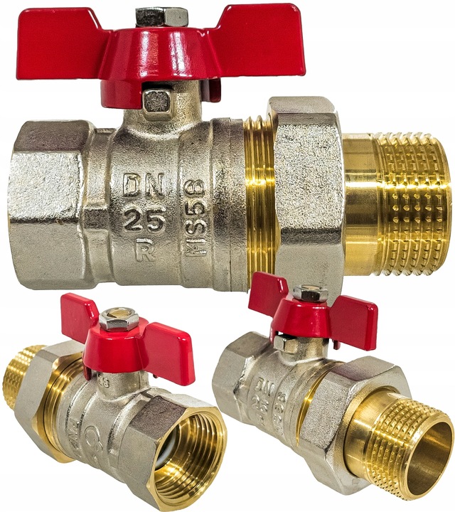 ZAWÓR KULOWY KUREK 1" DN25 MOSIĘŻNY ZE ŚRUBUNKIEM I DŁAWICĄ MOTYLEK