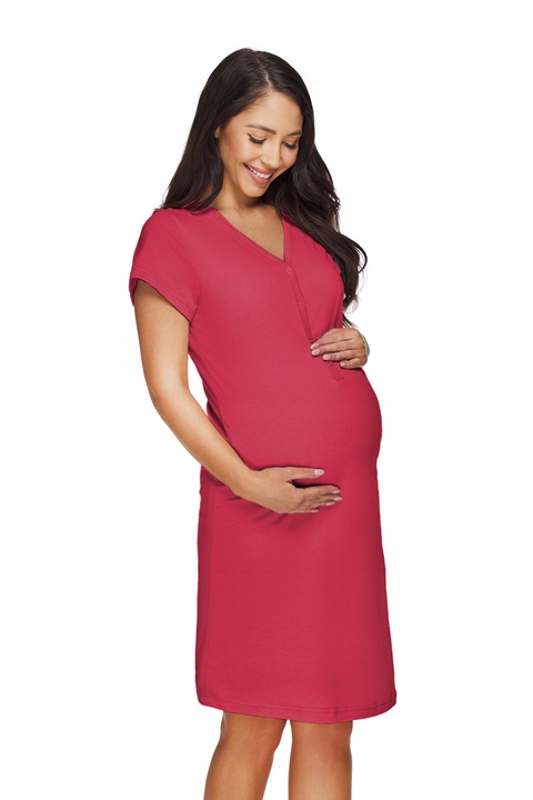 BAWEŁNIANA KOSZULA DO KARMIENIA PORODU CIĄŻOWA ROZPINANA GŁĘBOKO NA