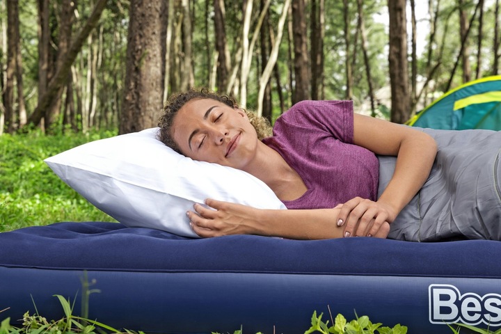 Materac Dmuchany Jednoosobowy Welurowy prawie 2m 185x76 22 cm łóżko