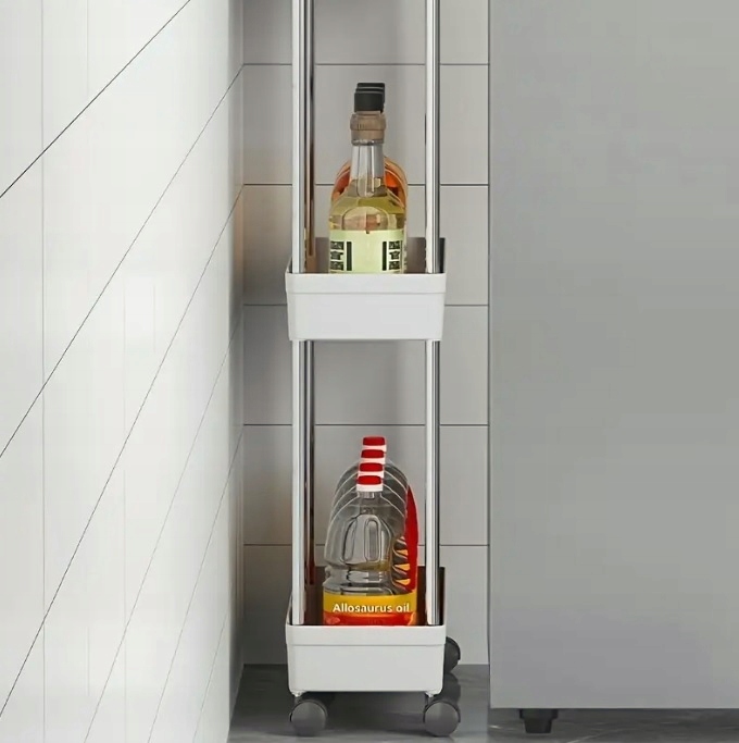 PÓŁKA ŁAZIENKOWA KUCHENNA SZAFKA NA KÓŁKACH ORGANIZER REGAŁ BIAŁY 3 POZIOMY