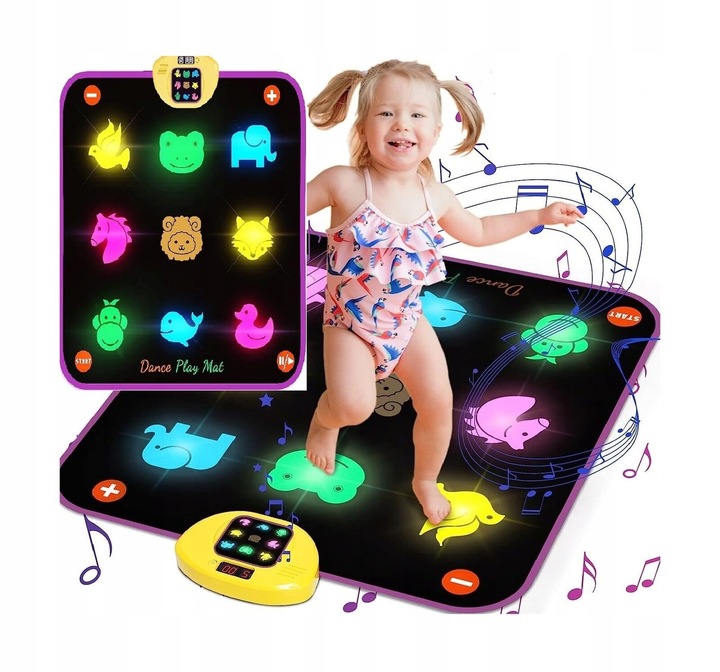 MATA DO TAŃCZENIA MUZYCZNA DLA DZIECI INTERAKTYWNA LED BLUETOOTH 5 TRY GRY