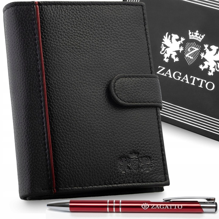 Portfel męski skórzany czarny pionowy skóra naturalna ochrona RFID