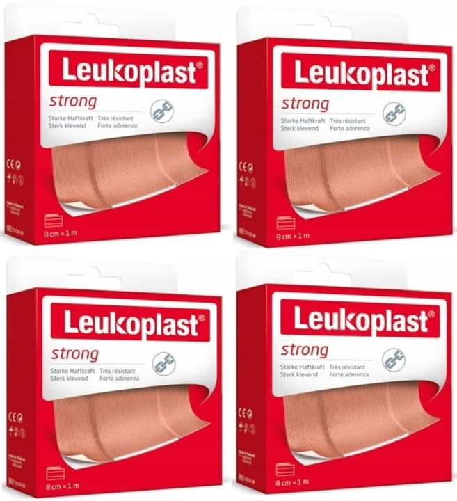 4x LEUKOPLAST STRONG Plaster 8 cm x 1 m 1 sztuka