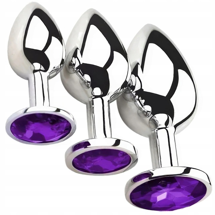 Zestaw 3 Korków Analnych Stalowych S M L Eleganckie Plug Z Kryształkami