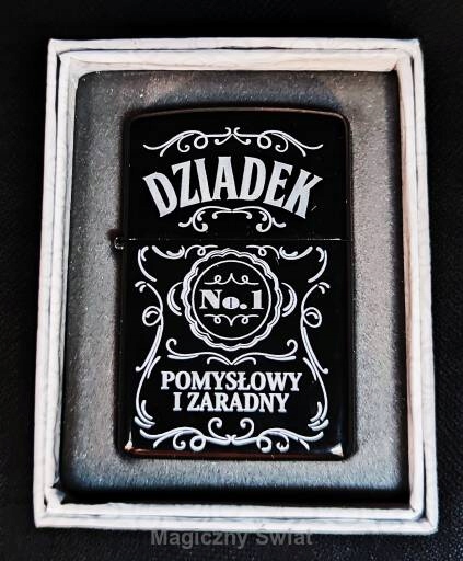 ELEGANCKA CZARNA ZAPALNICZKA NA DZIEŃ BABCI I DZIADKA DLA DZIADKA Prezent