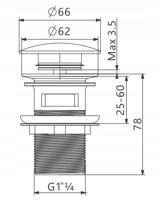 KOREK KLIK KLAK UMYWALKOWY MOSIĘŻNY AUTOMAT DO UMYWALKI BEZ PRZELEWU ZŁOTY
