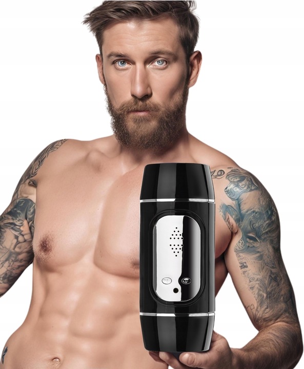 DUŻY MASTURBATOR DLA MĘŻCZYZN 2W1 SZTUCZNA POCHWA I SSĄCE USTA - 18 FUNKCJI