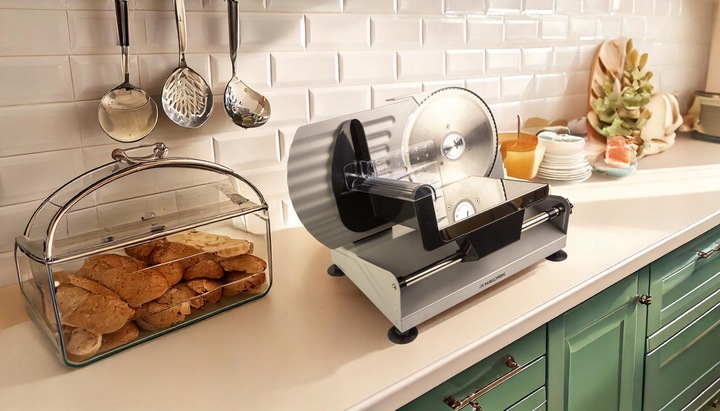 KRAJALNICA ELEKTRYCZNA METALOWA 200W Do CHLEBA szynki 2 WYMIENNE