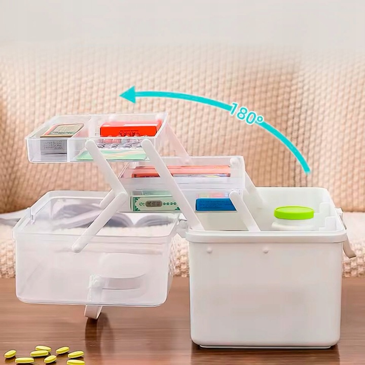 ORGANIZER POJEMNIK NA LEKI TABLETKI DUŻA ROZKŁADANA APTECZKA XXL PUDEŁKO