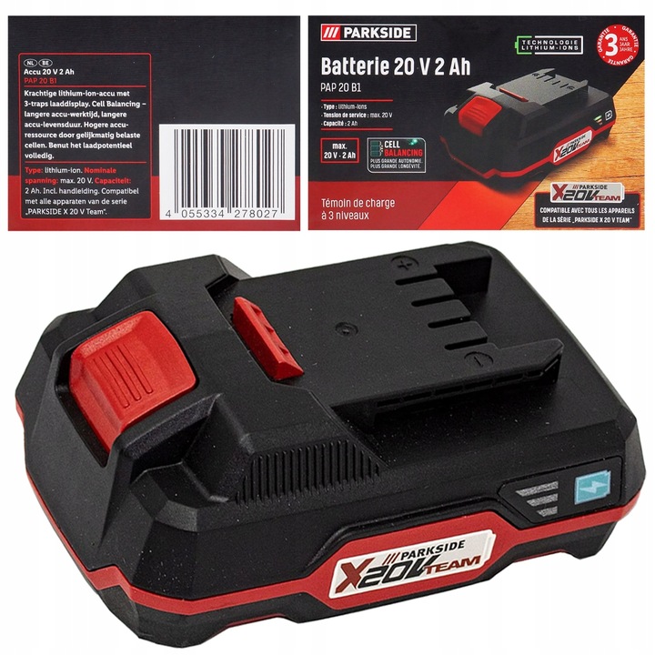 AKUMULATOR BATERIA PARKSIDE 20V 2.0Ah BATERIA PAP B1 20 V 2Ah X20V