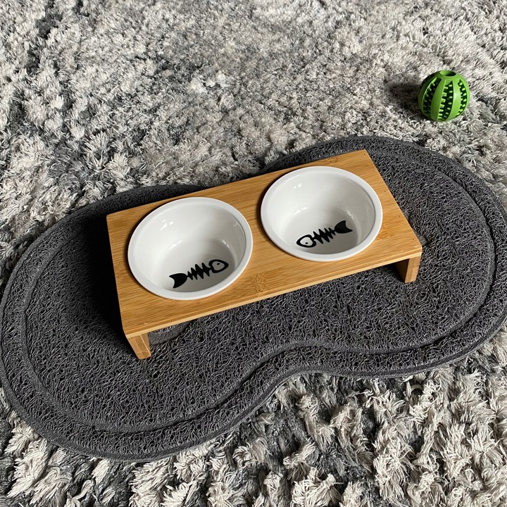 MISKA DLA KOTA PSA PODWÓJNA DREWNIANA METALOWA