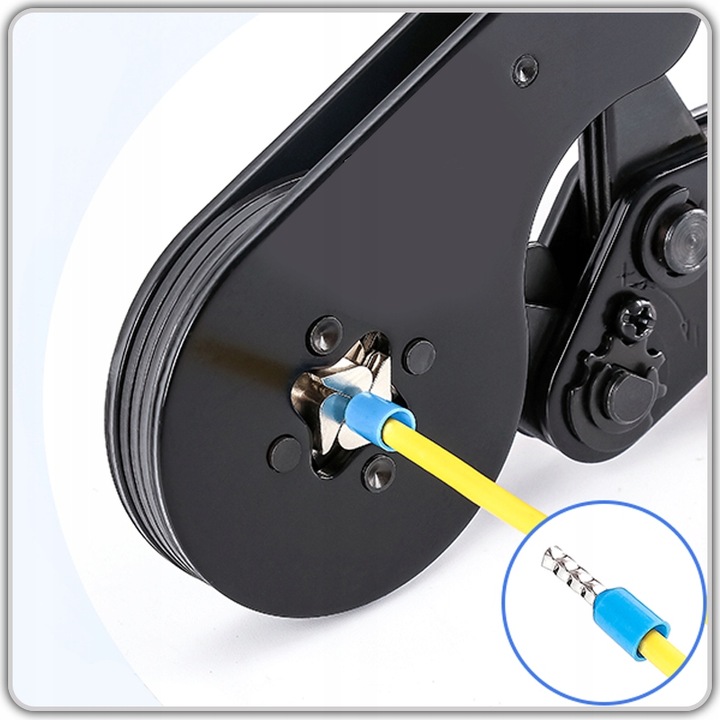 ZACISKARKA PRASKA TULEJEK KABLI CZWOROKĄTNA 0,08 - 16mm + 1200 TULEJKI