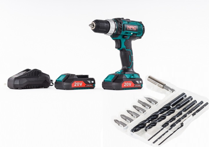 WIERTARKO WKRĘTARKA Akumulatorowa NAC 20V 2biegi +2x Bateria 2Ah +Ładowarka