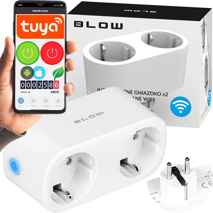 GNIAZDKO PODWÓJNE WiFi INTELIGENTNE SMART TUYA WATOMIERZ PROGRAMATOR