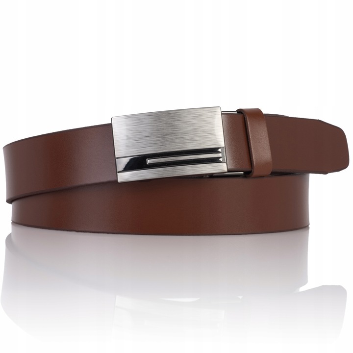 Pasek SKÓRZANY męski Klamra automat BRĄZOWY spodni