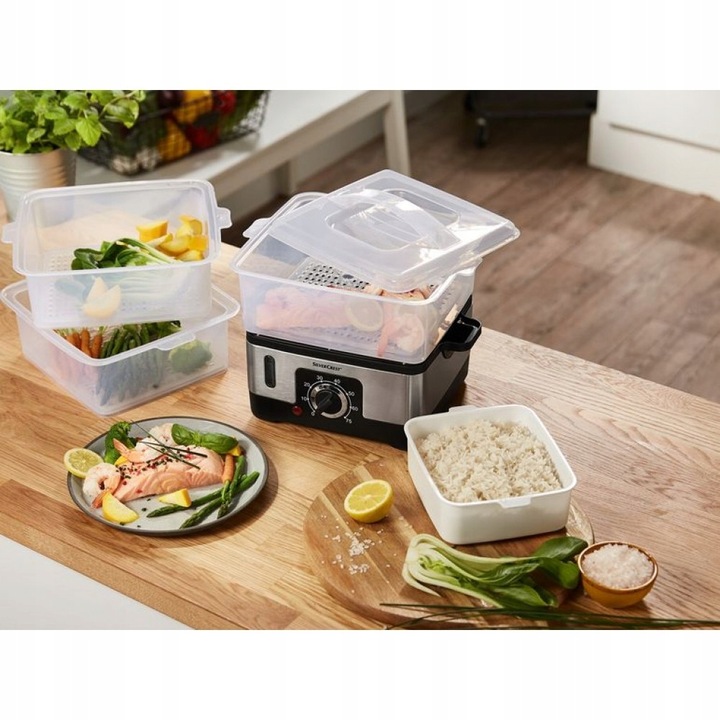 PAROWAR ELEKTRYCZNY URZĄDZENIE DO GOTOWANIA NA PARZE 950W 9L MINUTNIK