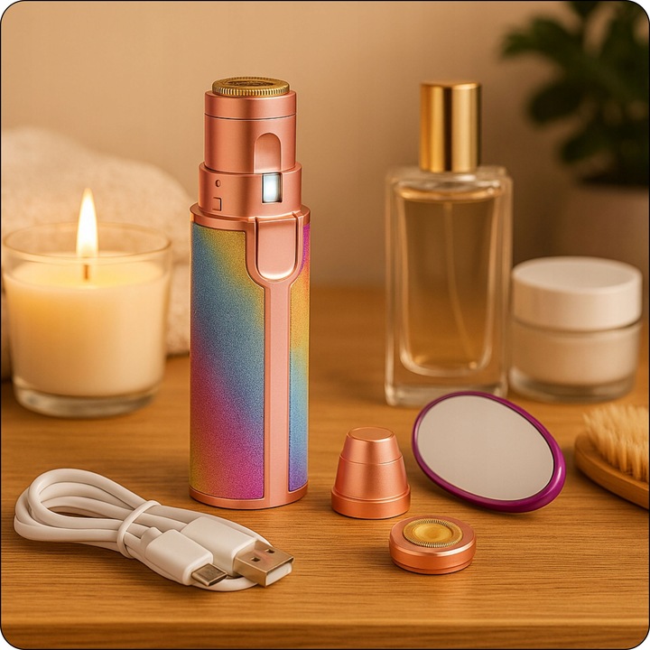 Golarka damska I trymer 2w1 do brwi twarzy i ciała I USB LED bez