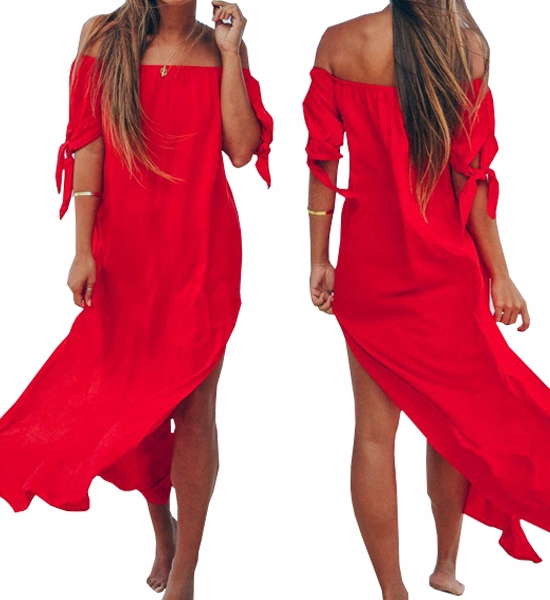 DŁUGA TUNIKA PLAŻOWA ZWIEWNA SUKIENKA MAXI KOLORY