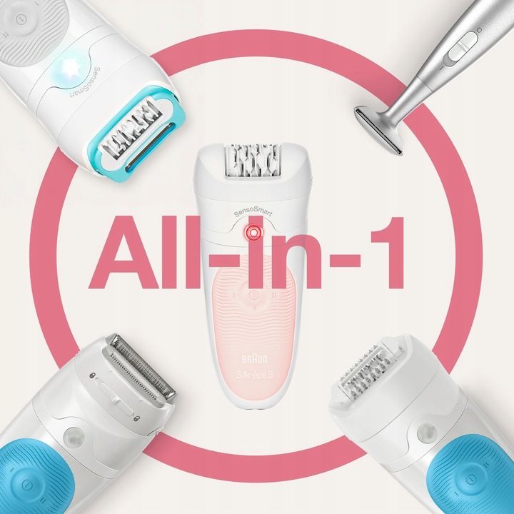 DEPILATOR + GOLARKA BRAUN Silk-epil 5 SensoSmart + NASADKI + TRYMER