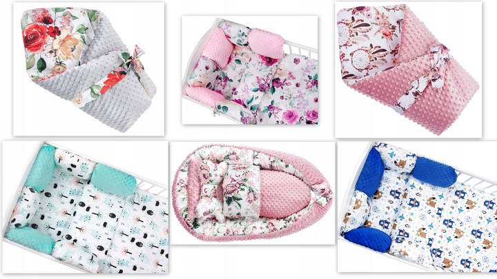 DUŻY ZESTAW KOKON KOCYK PODUSZKA MOTYL MINKY WZORY