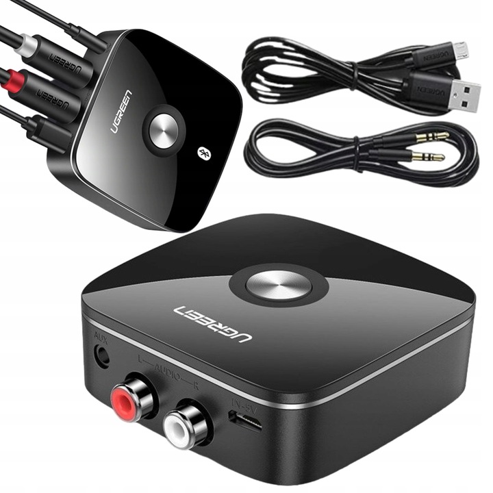 UGREEN Adapter Odbiornik Bluetooth 5.1 2x Cinch Mini Jack 3,5mm Aux aptX HD