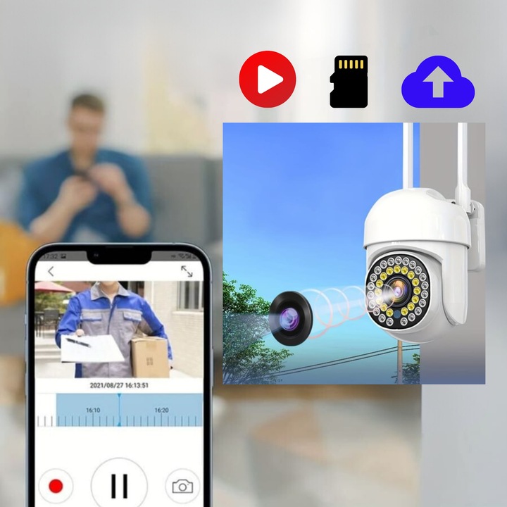 Zewnętrzna Kamera WIFI Obrotowa FULL HD Śledzenie Ruchu