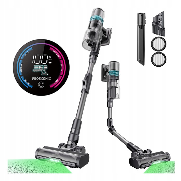 Odkurzacz bezprzewodowy PROSCENIC P16 45000Pa 550W światło LED zginana rura