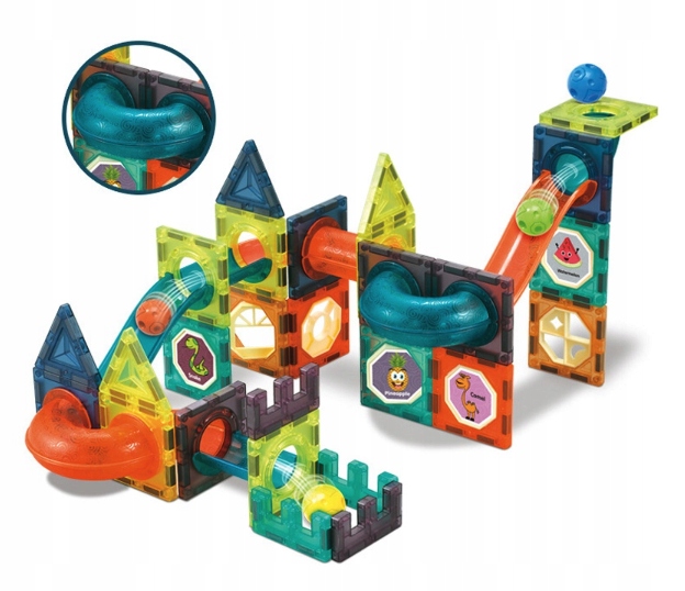 KLOCKI MAGNETYCZNE 3D TOR KULKOWY ŚWIECĄCY ZESTAW