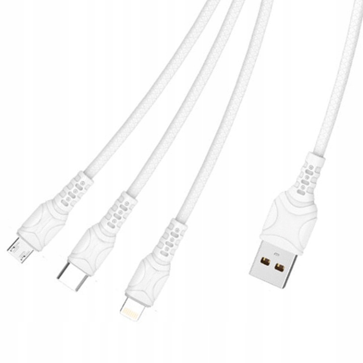 Ładowarka 3w1 Sieciowa Szybka USB / USB-C + Kabel USB-C Micro USB Lightning